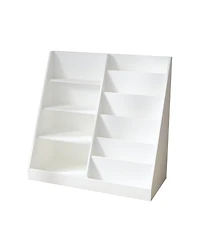 Lovmor Kids Bookshelf and Toy Storage Organizer, Multifunctional 4 Tier Wooden Kids Book Shelf with Bookcase Display Stand in Kids Room