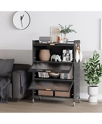 Mega Casa 3 Door Accent Cabinet, 4 Tier Kitchen Organizer Shelf, White