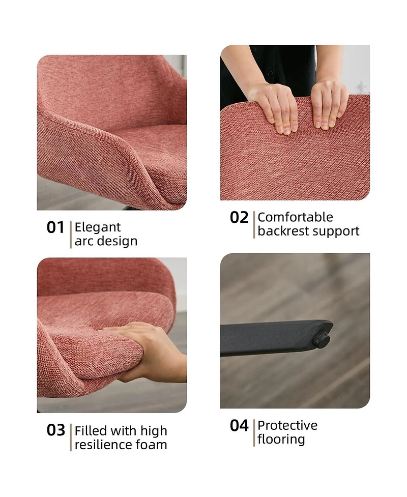 Dyhome Swivel Dining Chairs Set of 2, Mid Century Modern Room with Metal Frame, Linen Upholstered Back Side Chair