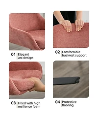 Dyhome Swivel Dining Chairs Set of 2, Mid Century Modern Room with Metal Frame, Linen Upholstered Back Side Chair