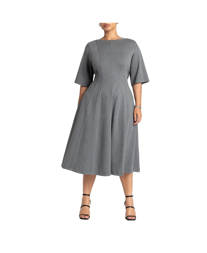 Eloquii Women's Plus Seam Detail Ponte Work Dress