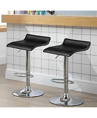 Gymax Set of Swivel Bar Stool Pu Leather Adjustable Kitchen Counter Bar Chairs Black