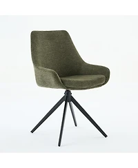 Dyhome Linen Upholstered Swivel Side Chair, Mid Century Modern Dining Chairs with Metal Frame, Set of 1