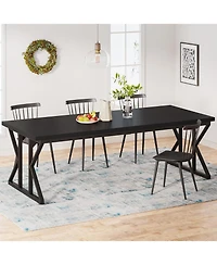 Tribesigns Farmhouse Dining Table for 6-8 People, 78.7-Inch Rectangular Wood Table, Rustic Kitchen with Heavy Duty Metal Legs