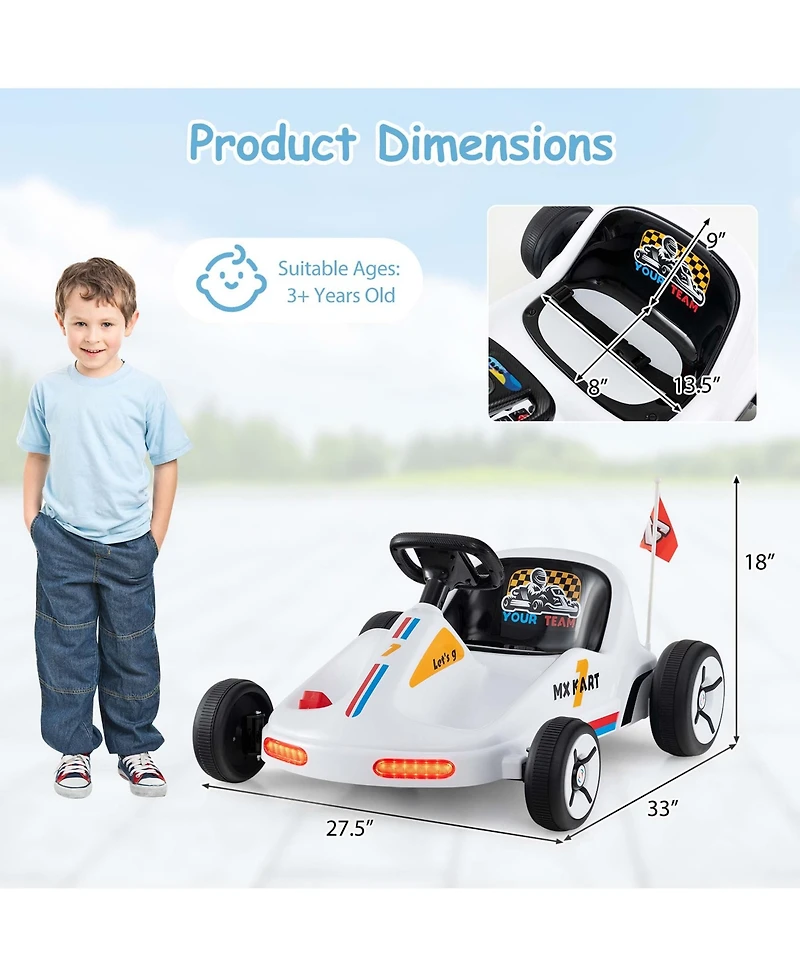12V Kids Electric Go Kart 7AH Battery Powered Ride on Race Toy with Remote Control
