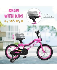16" Led Lighted Kids Bike with Adjustable Seat Coaster Brake Training Wheels