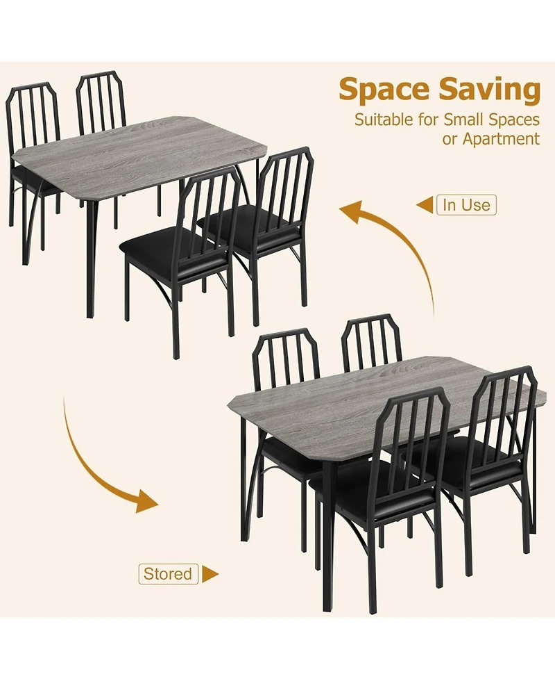 5 Pieces Dining Table Set for 4, Dining Room Table Set for 4, Small Kitchen Table for 4 with Upholstered Chairs,Dinner Table Set for 4, Kitchen Table