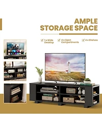 Gouun 59 Inch Console Storage Entertainment Media Wood Tv Stand