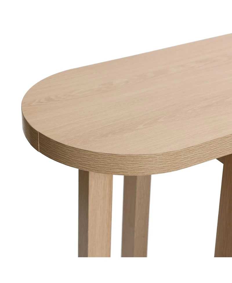 LuxenHome Natural Finish Mdf Wood 47-Inch Long Oval Console Table