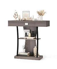 Gouun Console Table with Drawer and 2-Tier Shelves for Entryway Living Room