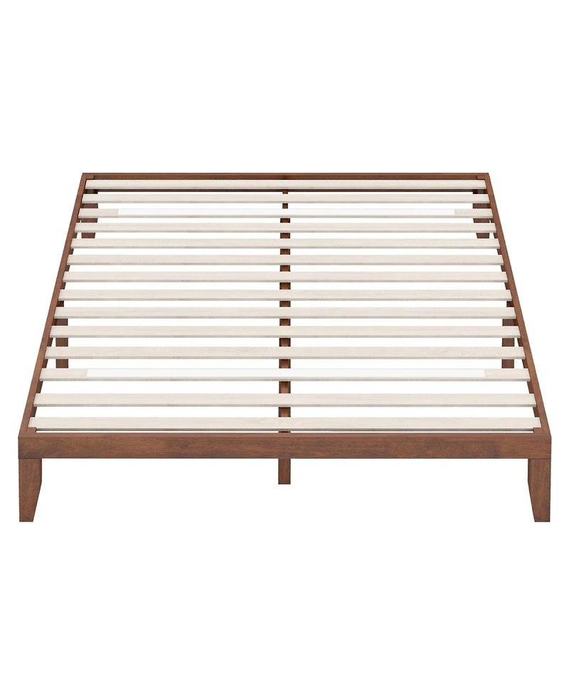 14-Inch King Size Rubber Wood Platform Bed Frame with Wooden Slat Support