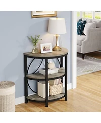 Tribesigns Half Circle Side & End Table with Storage Shelf Metal Frame, 26-Inch Tall Moon Table, Narrow Nightstand
