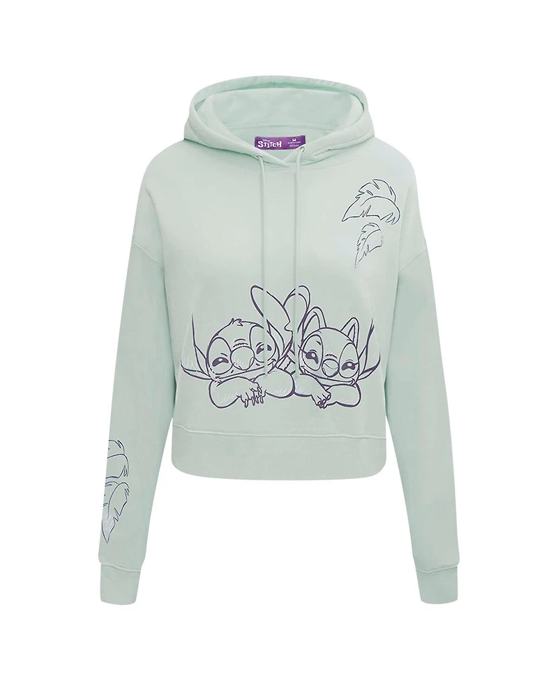 Freeze Max Women's Green Lilo and Stitch Lovers Cropped Pullover Hoodie