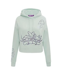 Freeze Max Women's Green Lilo and Stitch Lovers Cropped Pullover Hoodie