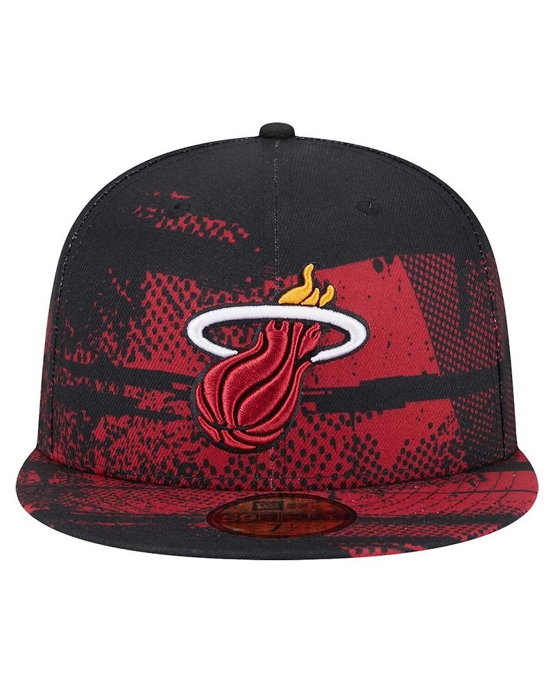 New Era Men's Black/Red Miami Heat Tip-Off 59FIFTY Fitted Hat