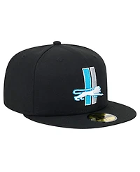New Era Men's Black Detroit Lions Omaha Throwback 59FIFTY Fitted Hat