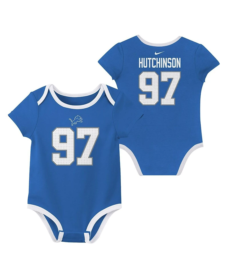 Nike Big Boys and Girls Aidan Hutchinson Detroit Lions Name Number 3-Pack Bodysuit Set