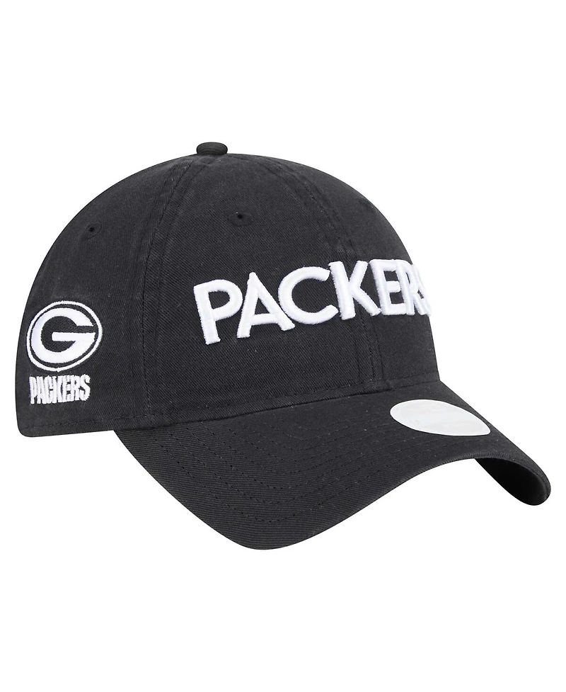 New Era Women's Black Green Bay Packers Cece 9TWENTY Adjustable Hat