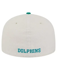 New Era Men's Cream/Aqua Miami Dolphins Throwback Corduroy 59FIFTY Fitted Hat