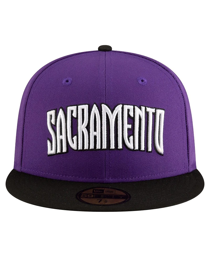 New Era Men's Purple, Black Sacramento Kings 2024/25 Classic Edition Jersey Hook 59FIFTYFitted Hat