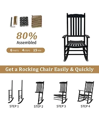 Slickblue Wooden Rocking Chair with Wavy Backboard for Comfortable and Stylish Relaxation