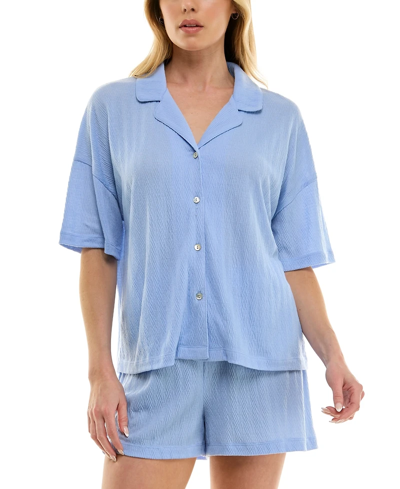 Roudelain Women's Knitted Gauze Short Pajama Set
