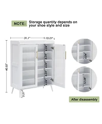 gaomon Shoe Cabinet with Glass Doors, 5-Tier Entryway Shoe Organizer Storage Rack with Large Capacity and Adjustable Shelves for Hallway, Living Room,