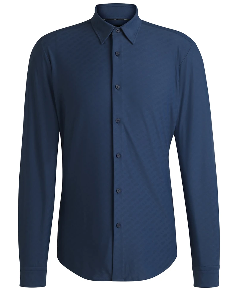 Boss by Hugo Men's Slim-Fit Performance-Stretch Jacquard Shirt