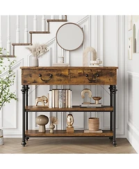 Gaomon Console Tables for Entryway, Small Entryway Table with 2 Drawers, Narrow Console Table with Storage Shelves for Living Room, Hallway Table, Sof
