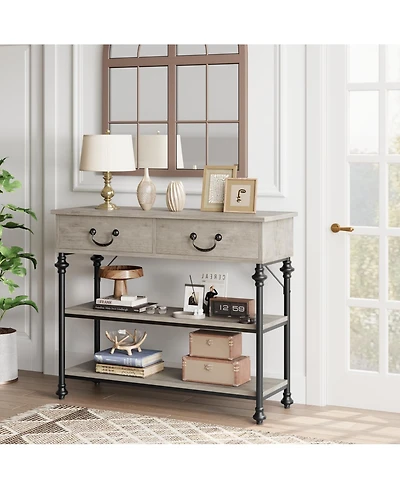 Gaomon Console Tables for Entryway, Small Entryway Table with 2 Drawers, Narrow Storage Shelves Living Room, Hallway Table, Sof