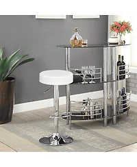 Gymax 1 Pc Bar Stool Round Leather Seat Chrome Leg Adjustable Hydraulic Swivel