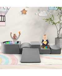5PCS Climb and Crawl Playset with Ball Pit for Kids Zippers for Playroom