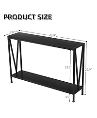 gaomon Side Table Entryway 2-Tier Console with Storage Narrow Sofa V Design 43" Industrial for Hallway L