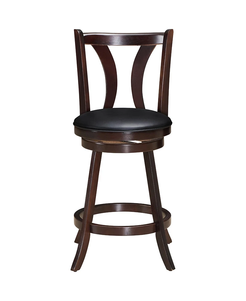 Gymax Set of 2 Swivel Bar stool 24'' Counter Height Leather Padded Dining Kitchen Chair