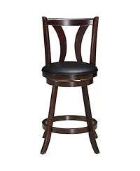 Gymax Set of 2 Swivel Bar stool 24'' Counter Height Leather Padded Dining Kitchen Chair