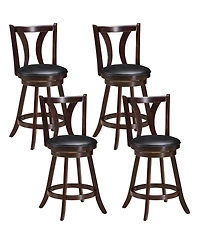 Gymax Set of 4 Swivel Bar stool 24'' Counter Height Leather Padded Dining Kitchen Chair