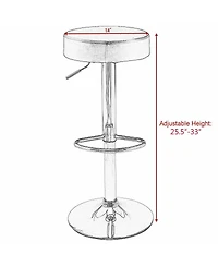Gymax Set of 2 Adjustable Round Leather Seat Hydraulic Swivel Bar Stool
