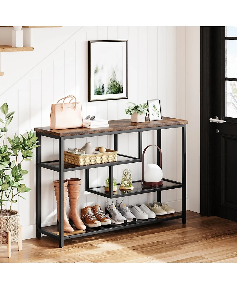 gaomon 39.4'' Narrow Sofa Table with 4 Tiers Storage Shelf Entryway Table Wood Console Table Thin Sofa Table Side Table Hallway Table for Living Room,
