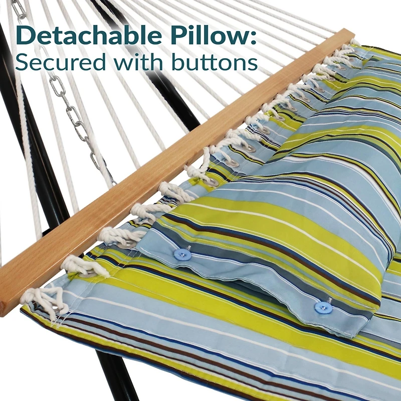 Two-Person Quilted Fabric Hammock with Spreader Bars