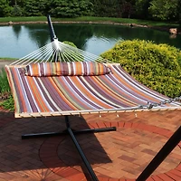 Two-Person Quilted Fabric Hammock with Spreader Bars