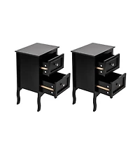 Slickblue 2pcs Country Style Two-Tier Night Tables Large Size Black (Same model: 46330063)
