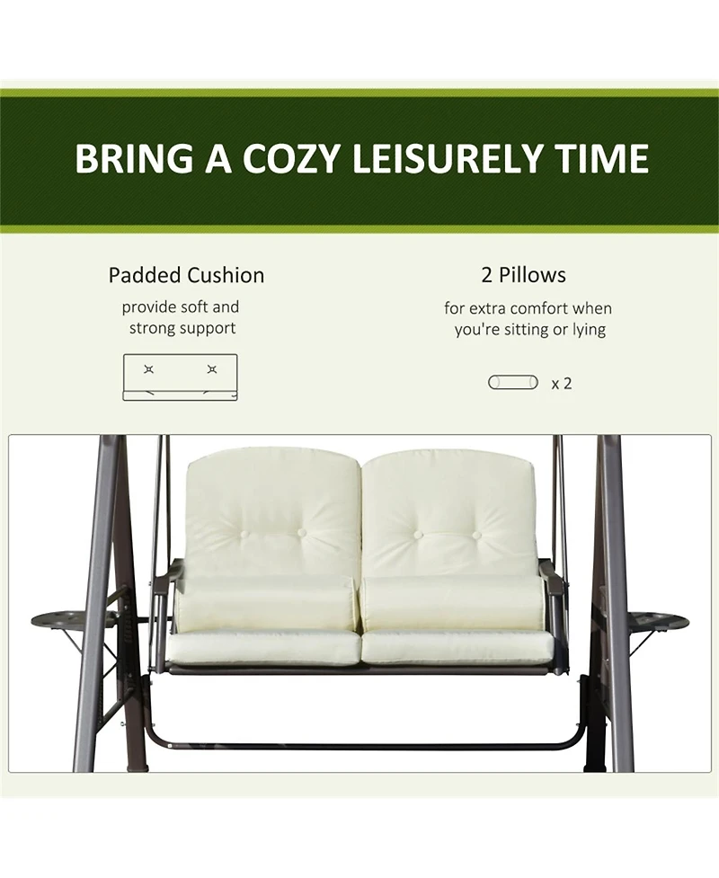 Slickblue 2-Seat Outdoor Porch Swing with Comfortable Cushions for Relaxation and Patio Enjoyment