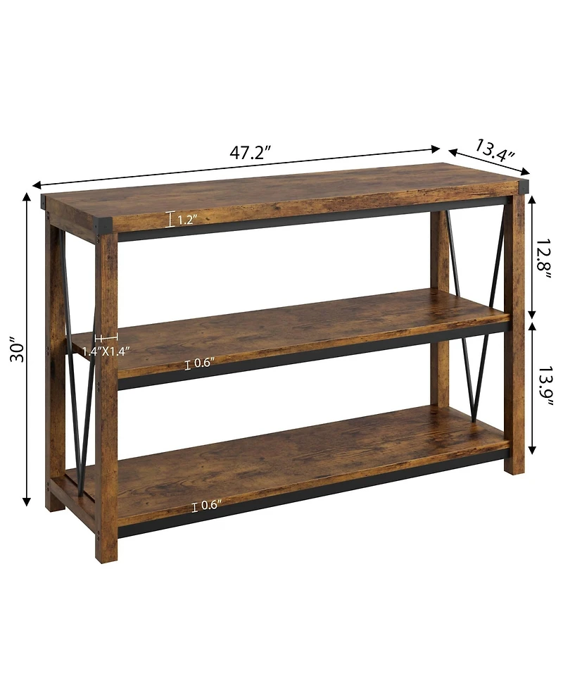 gaomon Farmhouse Entryway Table,47 Inch Narrow Long Console Table with Storage, 3 Tier Wood for Living Room, Sofa Tables Behin