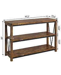 gaomon Farmhouse Entryway Table,47 Inch Narrow Long Console Table with Storage, 3 Tier Wood for Living Room, Sofa Tables Behin