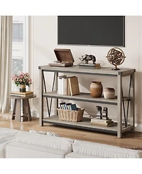gaomon Farmhouse Entryway Table,47 Inch Narrow Long Console Table with Storage, 3 Tier Wood Console Table for Living Room, Farmhouse Sofa Tables Behin