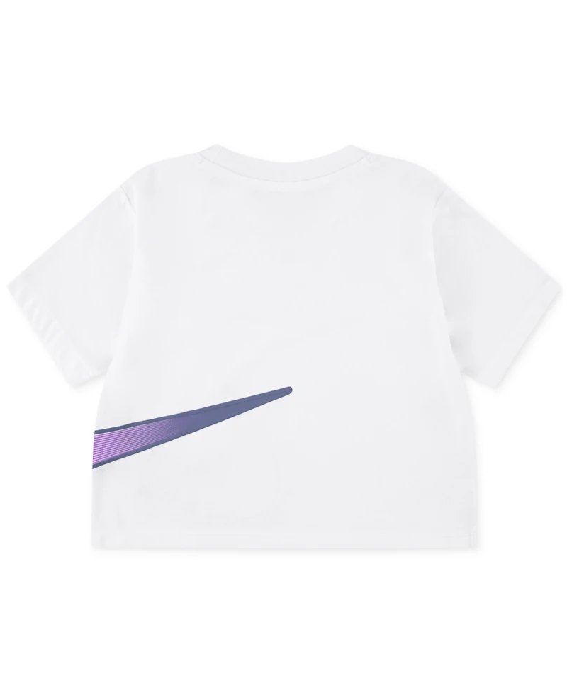 Nike Little Girls Swoosh Motion Graphic Boxy Crewneck T-Shirt