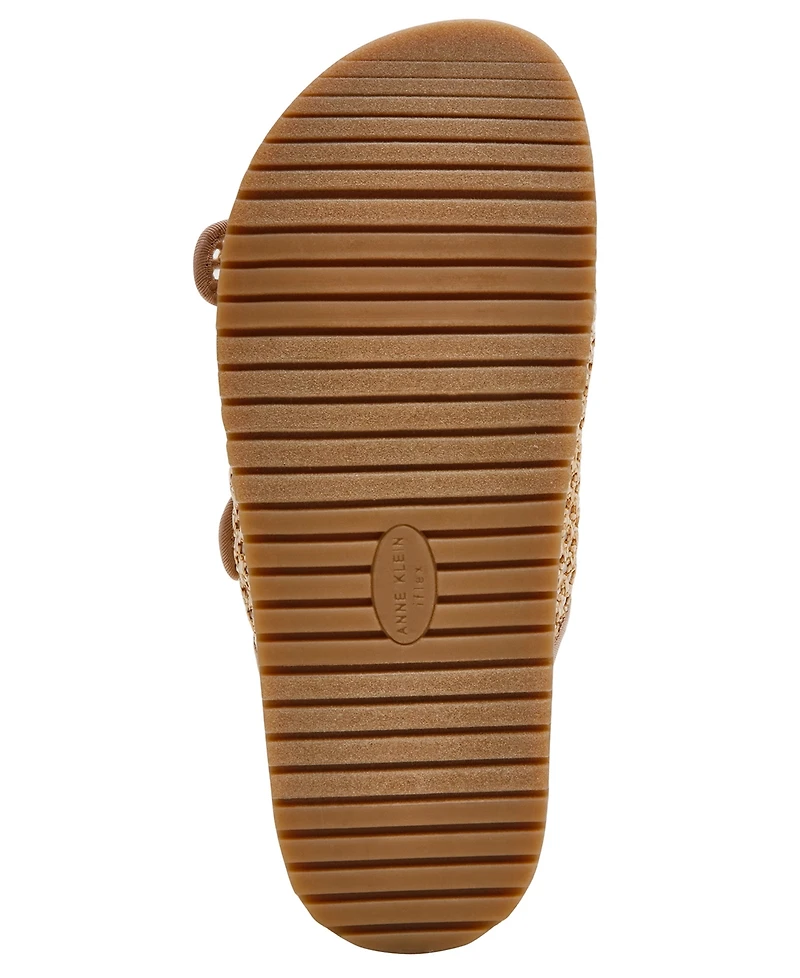 Anne Klein Women's Happy Double Band Embellished Buckle Footbed Sandals