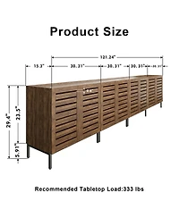 Lovmor Farmhouse Sideboard Buffet Storage Cabinet with Strip Skeleton Door and Adjustable shelves