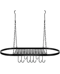 Sorbus Pot and Pan Oval Rack for Ceiling with Hooks - Multi-Purpose Organizer Home, Restaurant, Kitchen Cookware, Utensils, Household (Bronze)