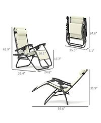 Outsunny Zero Gravity Lounge Chair Set Padded Outdoor Recliner